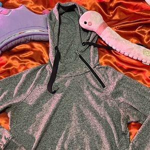 Grey Sweater with Neckline Zipper